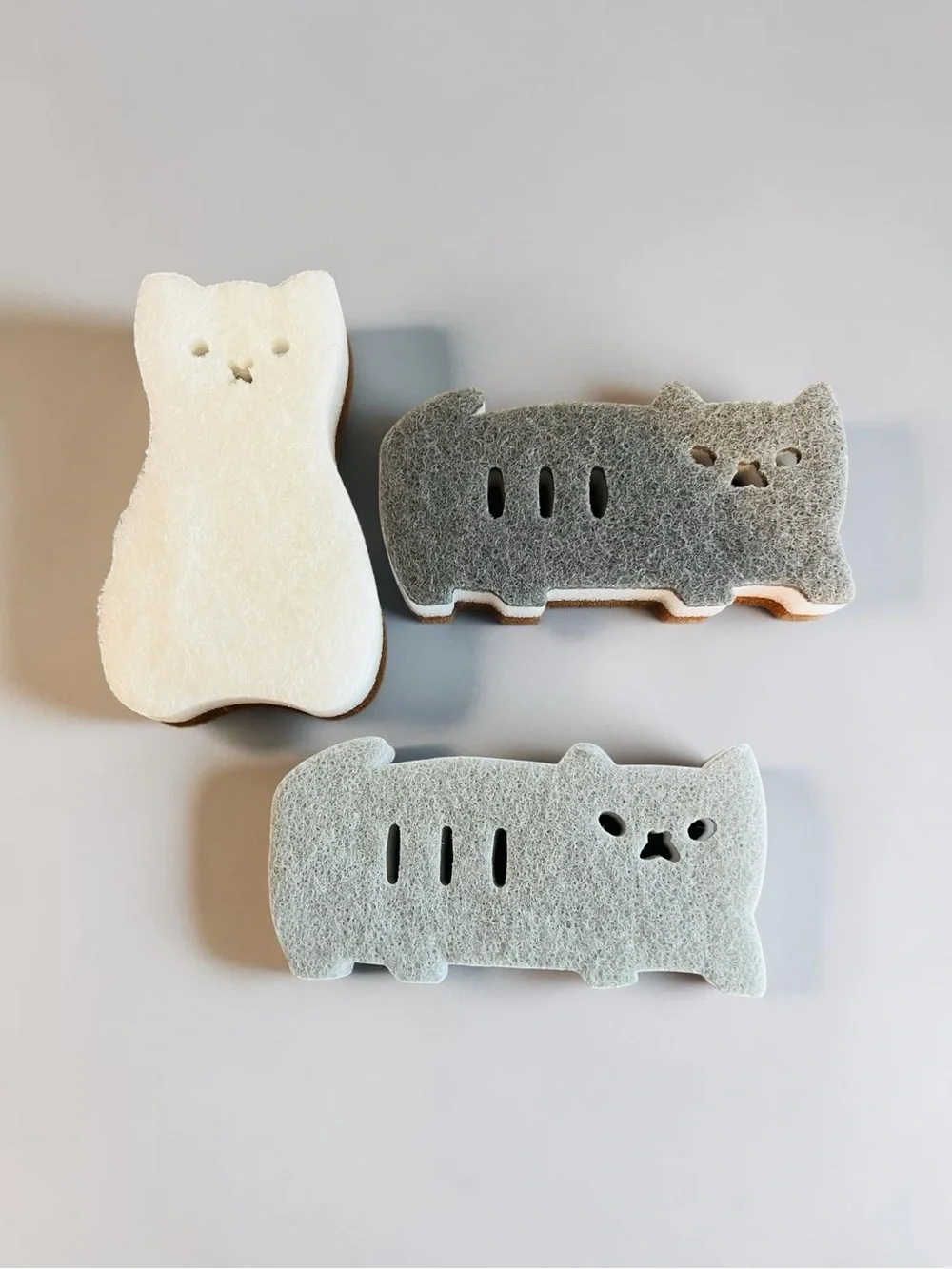 Cute Cat-Shaped Dual-Texture Cleaning Sponges — Set of 3